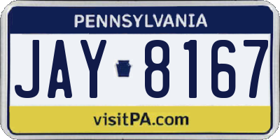 PA license plate JAY8167