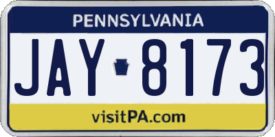 PA license plate JAY8173