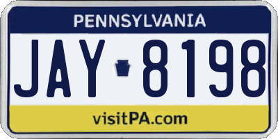 PA license plate JAY8198