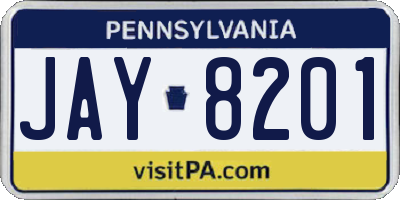 PA license plate JAY8201