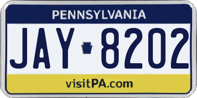 PA license plate JAY8202