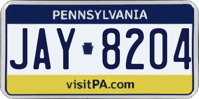 PA license plate JAY8204