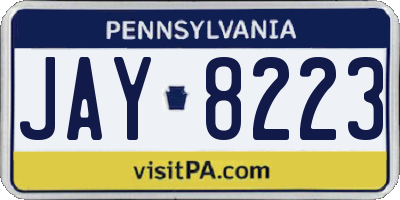 PA license plate JAY8223
