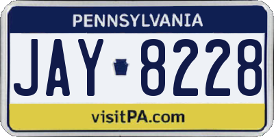 PA license plate JAY8228