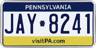 PA license plate JAY8241