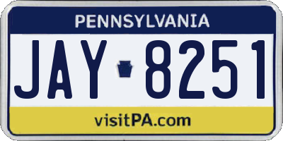 PA license plate JAY8251