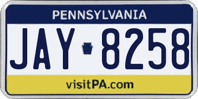 PA license plate JAY8258