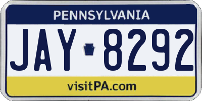 PA license plate JAY8292