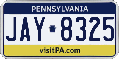 PA license plate JAY8325