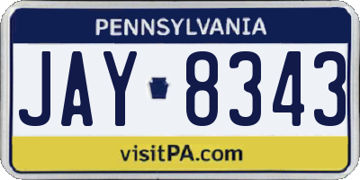 PA license plate JAY8343