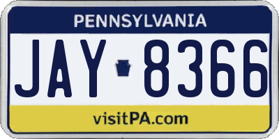PA license plate JAY8366