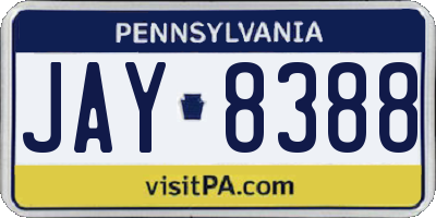 PA license plate JAY8388