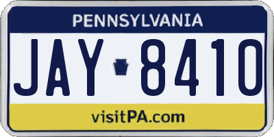 PA license plate JAY8410