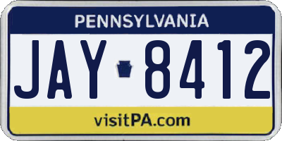 PA license plate JAY8412