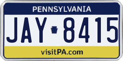 PA license plate JAY8415