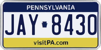 PA license plate JAY8430