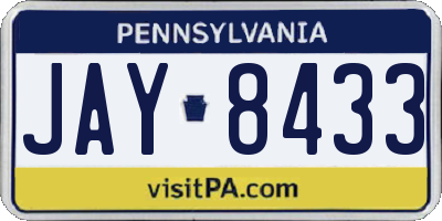 PA license plate JAY8433