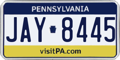 PA license plate JAY8445