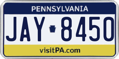 PA license plate JAY8450