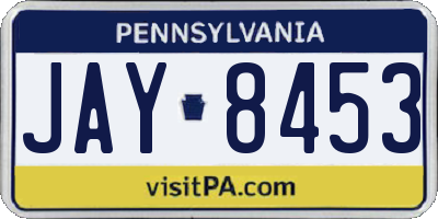 PA license plate JAY8453