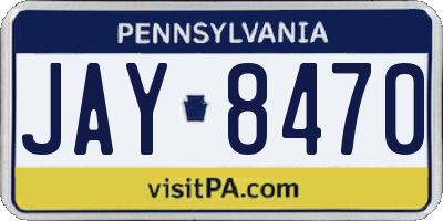 PA license plate JAY8470