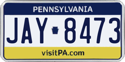 PA license plate JAY8473