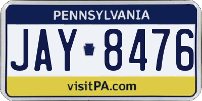 PA license plate JAY8476