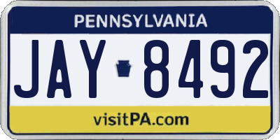 PA license plate JAY8492