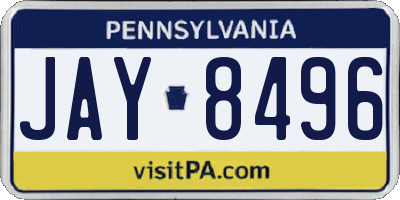PA license plate JAY8496