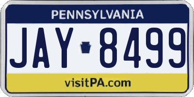 PA license plate JAY8499