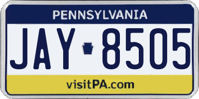 PA license plate JAY8505