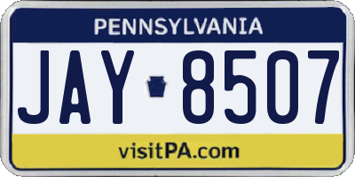 PA license plate JAY8507