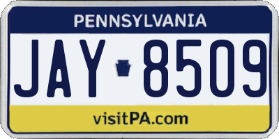 PA license plate JAY8509