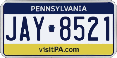PA license plate JAY8521