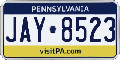 PA license plate JAY8523