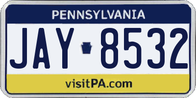 PA license plate JAY8532