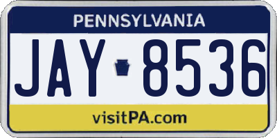 PA license plate JAY8536