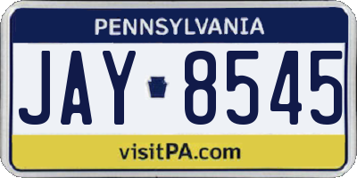 PA license plate JAY8545