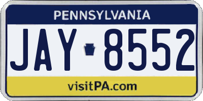 PA license plate JAY8552