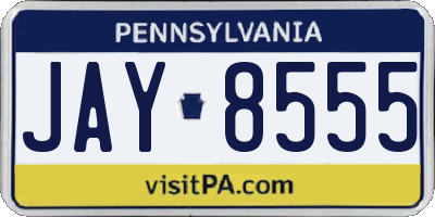PA license plate JAY8555