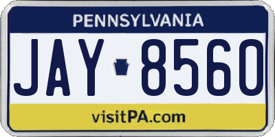 PA license plate JAY8560