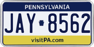 PA license plate JAY8562