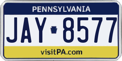 PA license plate JAY8577
