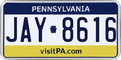 PA license plate JAY8616