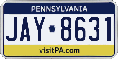 PA license plate JAY8631