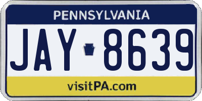PA license plate JAY8639