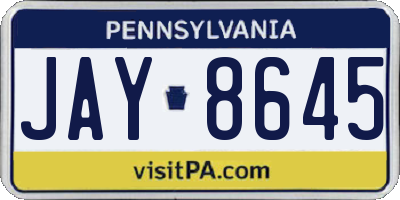 PA license plate JAY8645