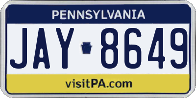 PA license plate JAY8649