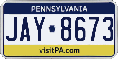 PA license plate JAY8673