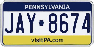 PA license plate JAY8674
